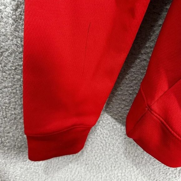 Adidas Sweatshirt Men Small Red Fleece Pullover Hoodie Pockets Outdoors Gorpcore - Picture 9 of 9